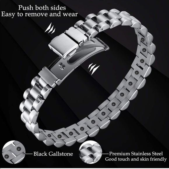 Mens Silver Titanium Magnetic Therapy Bracelet (Brand New) - Picture 2 of 5